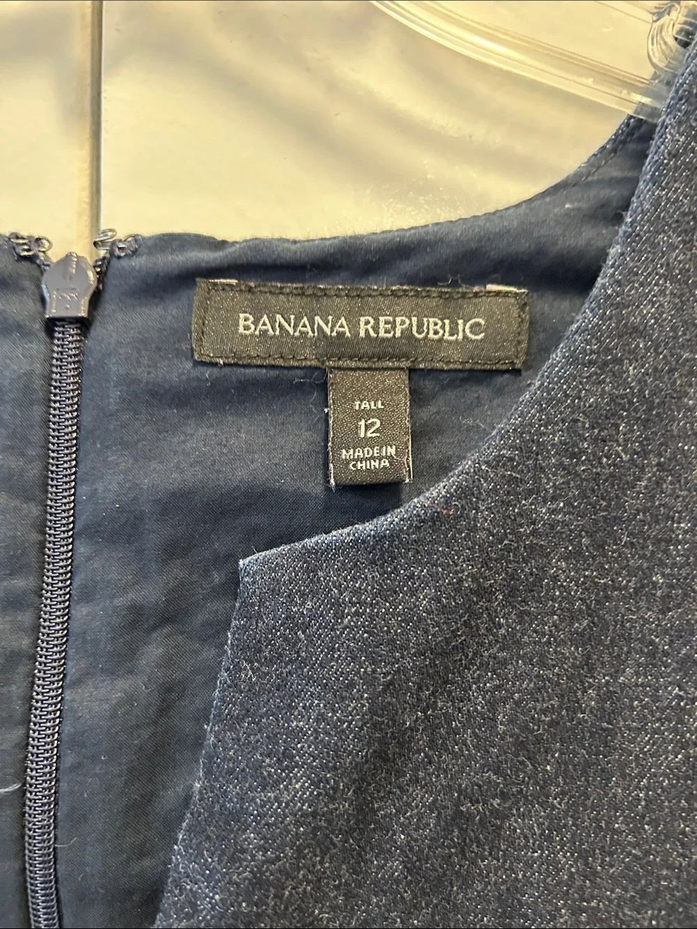 Banana Republic Dark Blue Denim Sheath Dress with Notch Neck 12T - Picture 2 of 8